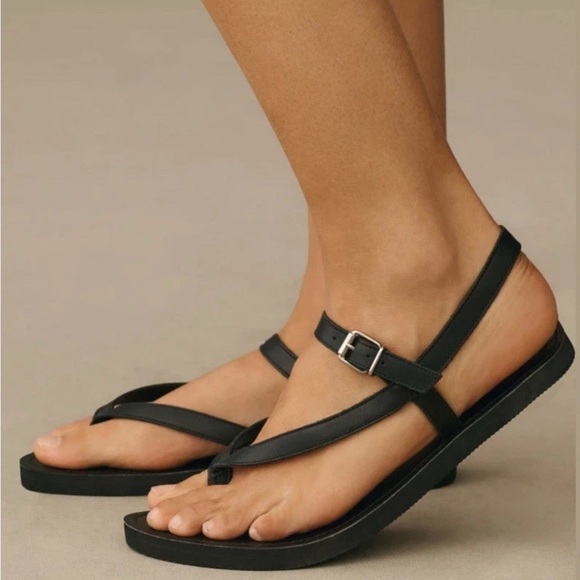 Anthropologie Shoes - NWT Pilcro Anthropologie Thong Sandals Black Sz 38 / US Sz 7.5